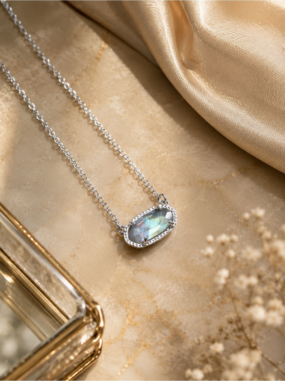 Kendra Scott Silver-Tone Iridescent Pendant Necklace - Picture 4 of 6